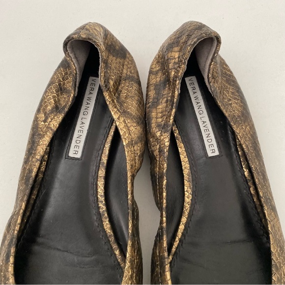 Vera Wang Lavender Animal Print Embellished Ballet Flat Shoes 8.5 M Peep Toe - Picture 14 of 16